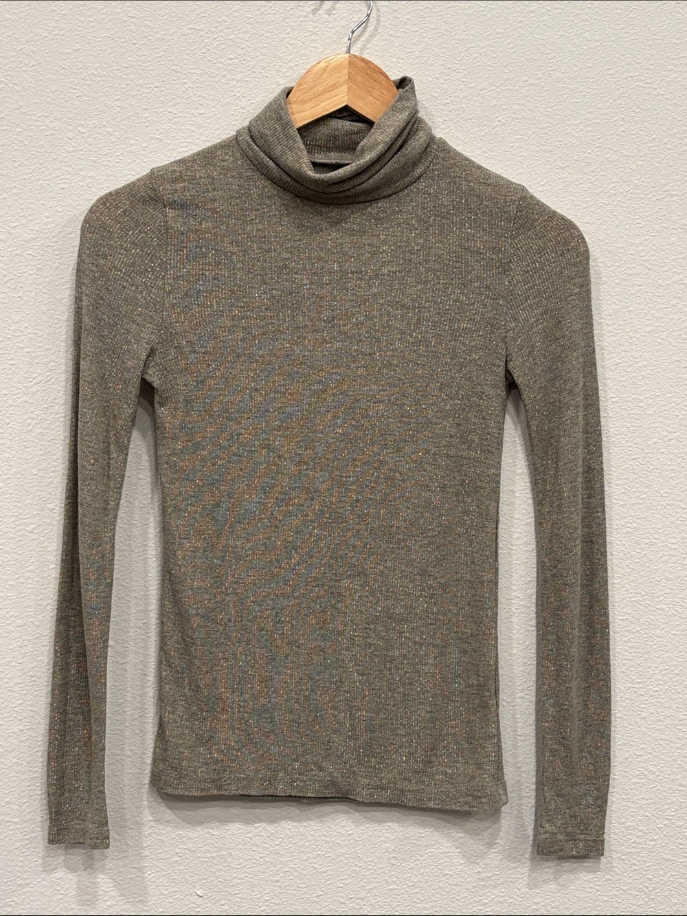 Madewell Women's Slim Turtleneck Sweater Cream Shimmer Size XS